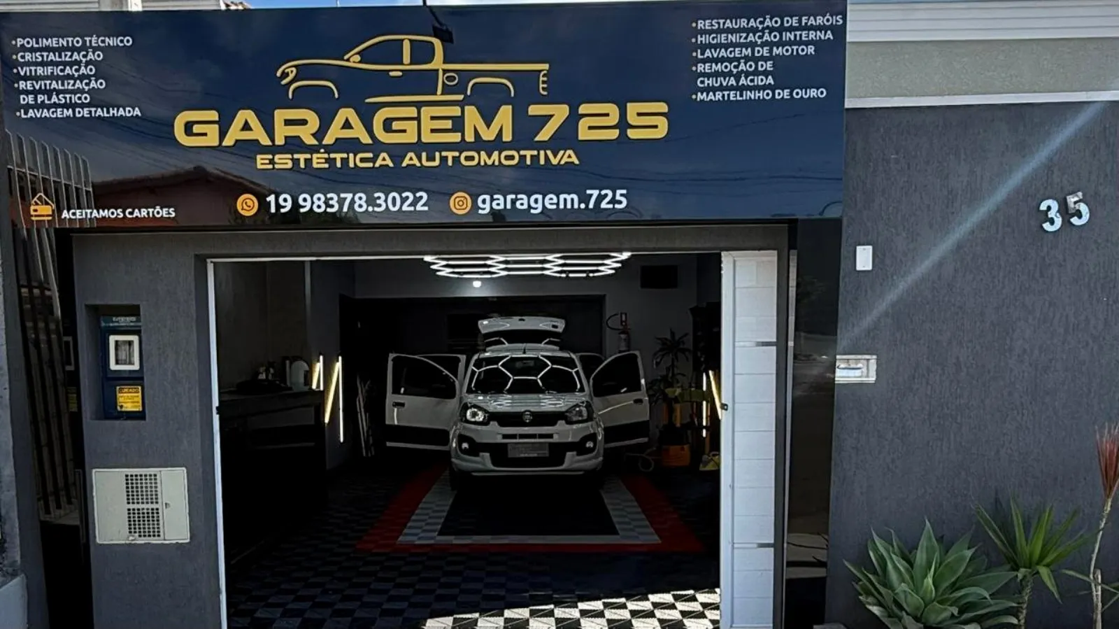 Fachada da Garagem 725 - Estética Automotiva em Hortolândia